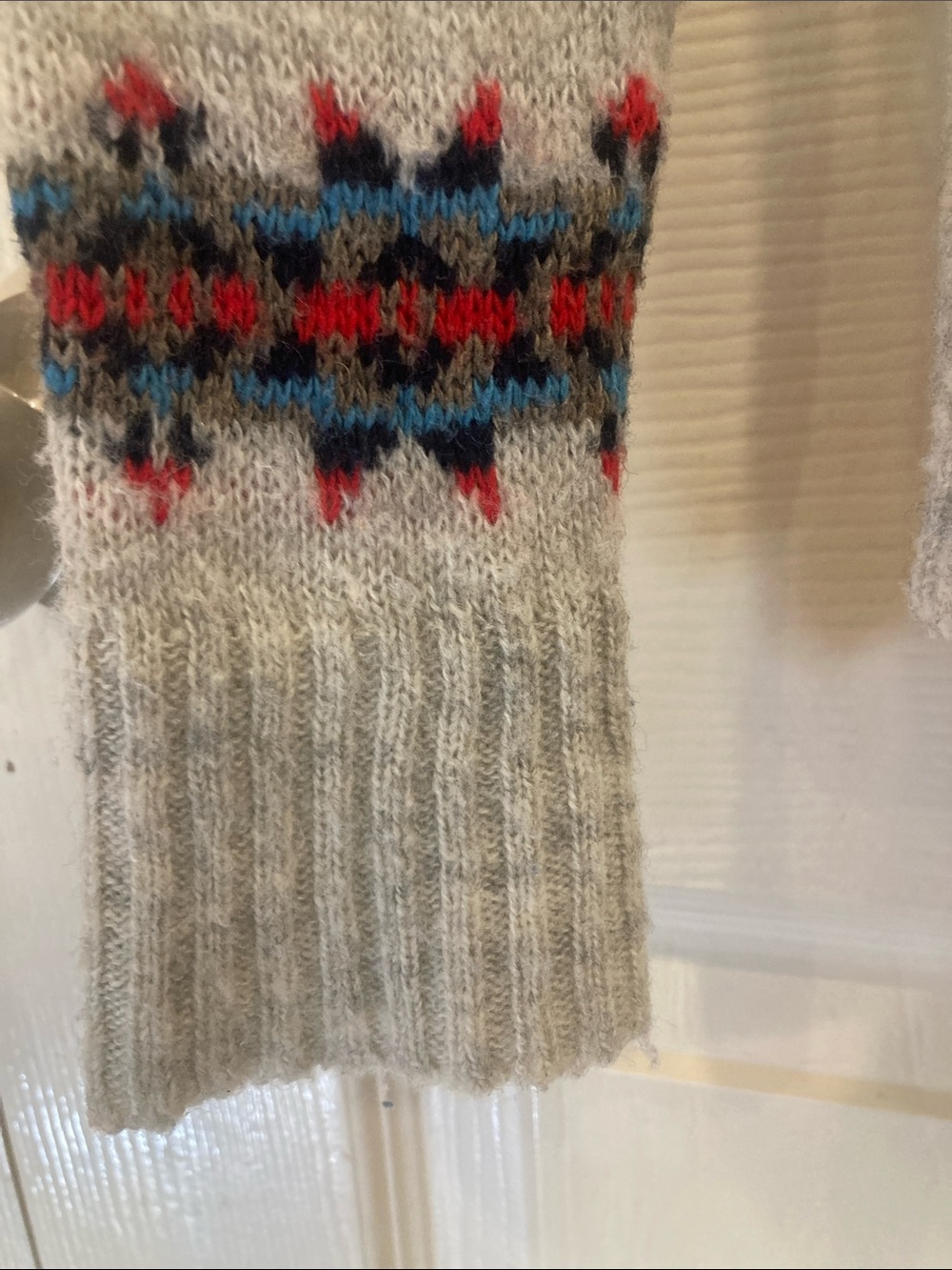 American Eagle Outfitters Women's Gray Fair Isle Crewneck Sweater - Picture 7 of 9
